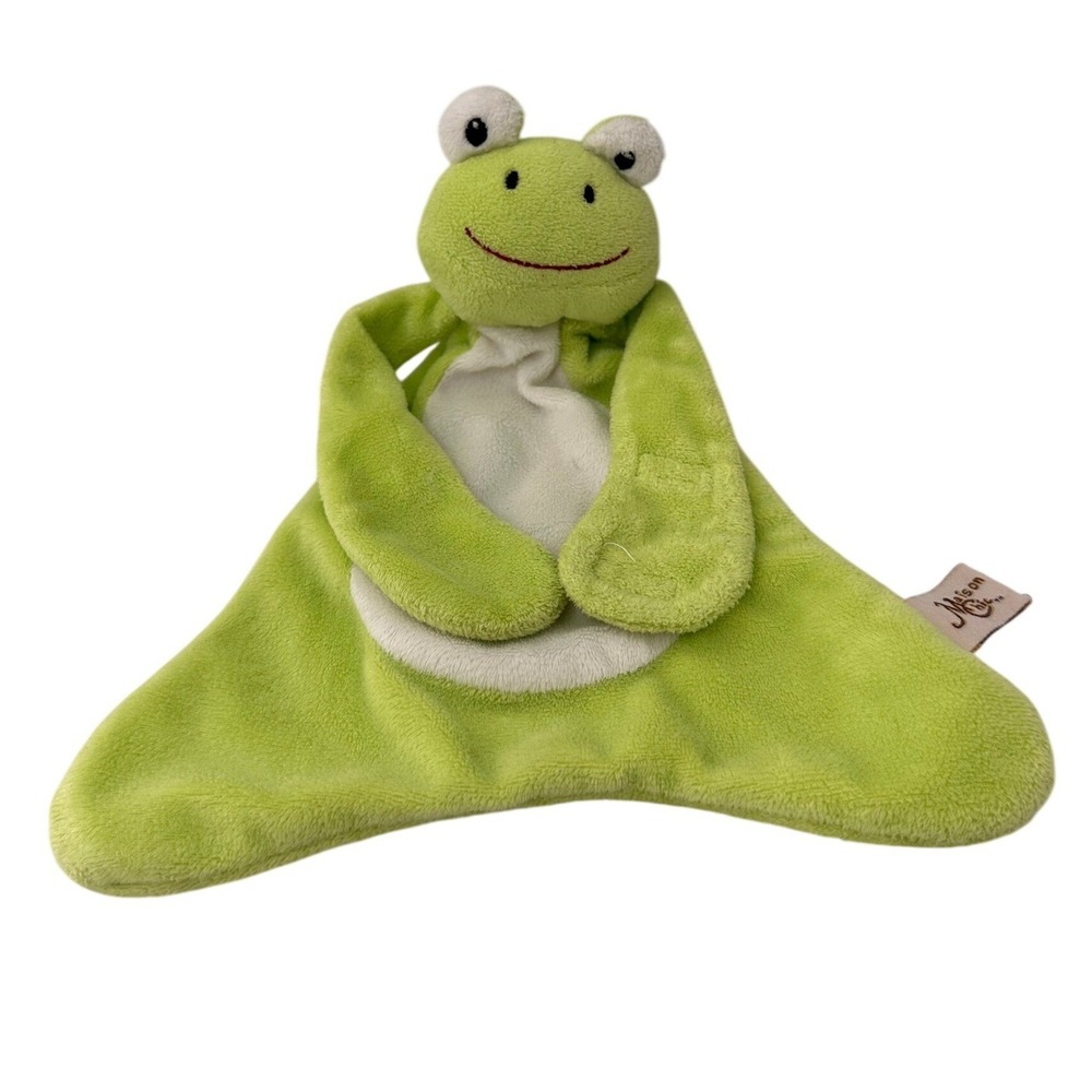 Maison Chic Frog Plush Lovey Stuffed Animal Security Blanket Green Kids Toy 11in